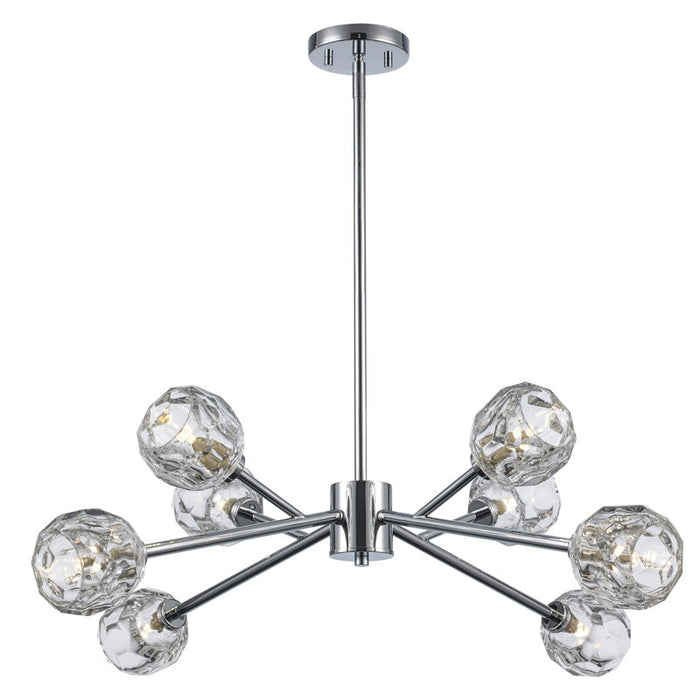 Lustre moderne Quaseem à 8 lumières, finition chrome poli