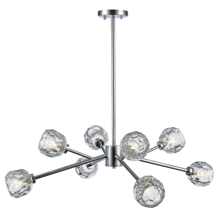 Lustre moderne Quaseem à 8 lumières, finition chrome poli