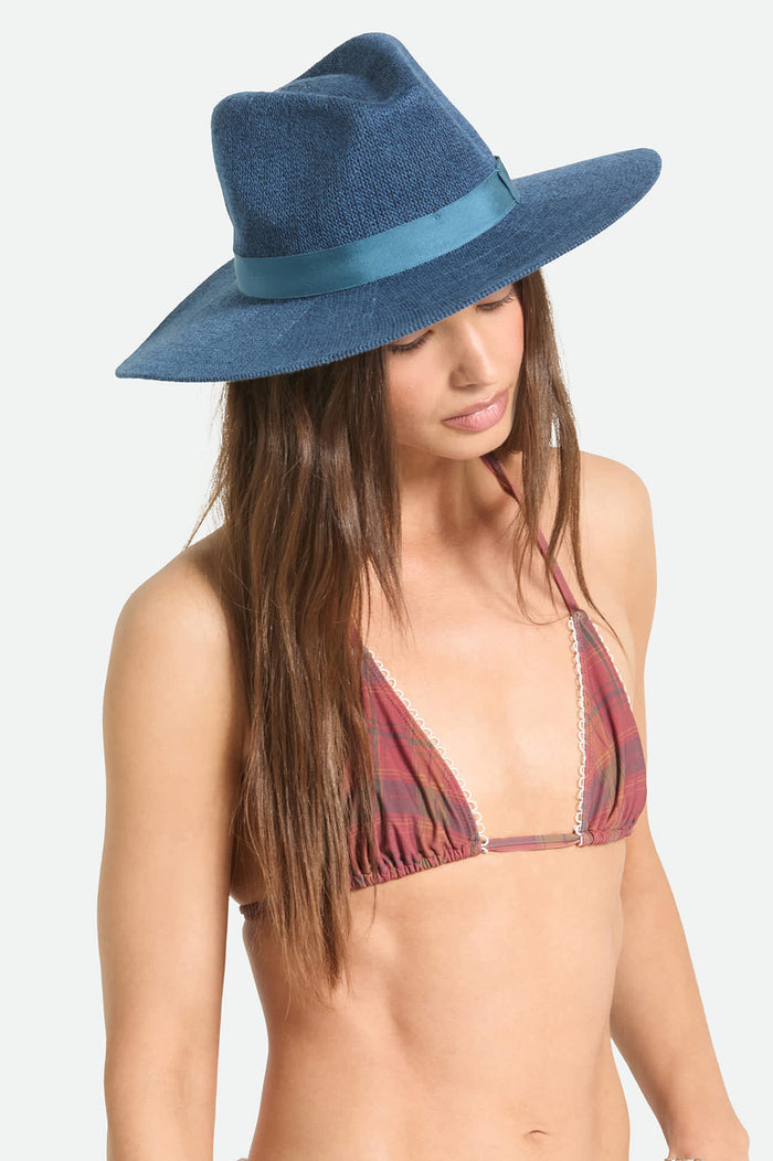 Women's Lyons Knit Packable Hat in the color Midnight Blue - Additional Fit image