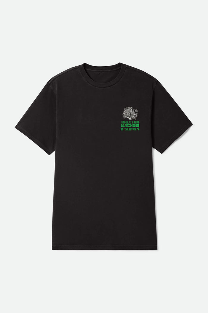 Men's Machine Short Sleeve Standard T-Shirt in the color Black Worn Wash - Front Product View