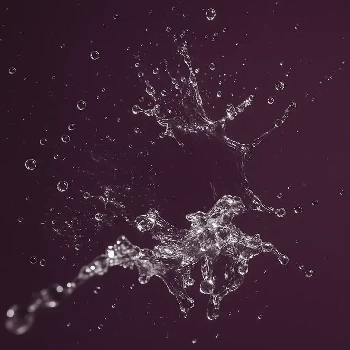 Water splashes on a dark purple background