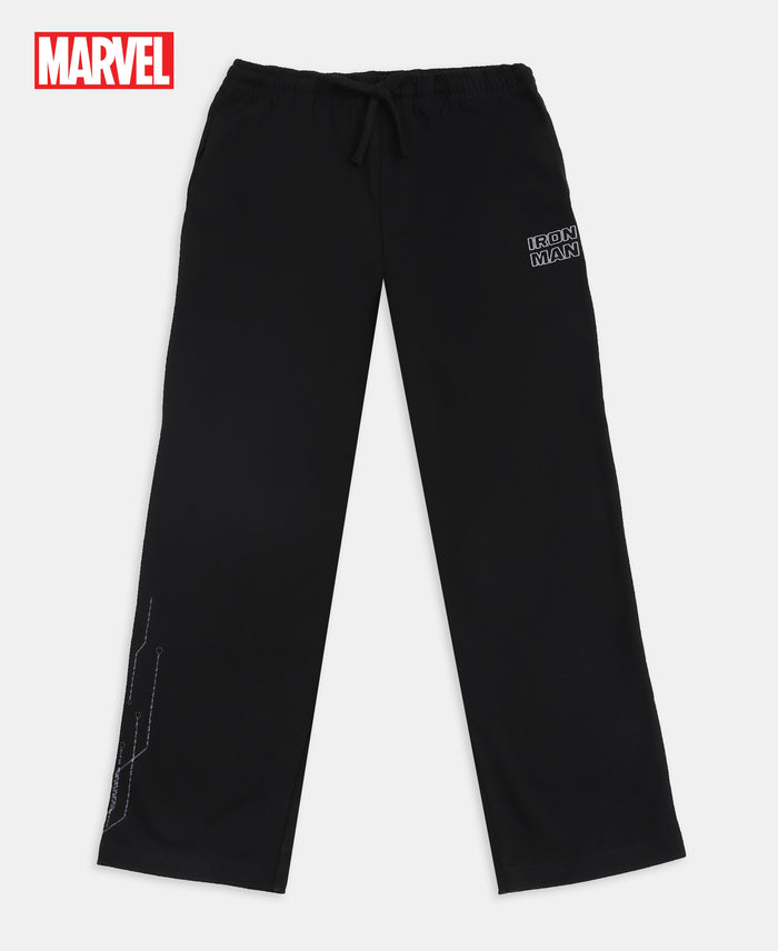 Marvel Avengers Boy's Super Combed Cotton Rich Graphic Printed Trackpants - Black