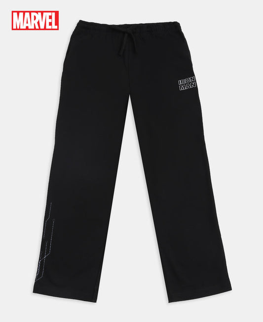 Marvel Avengers Boy's Super Combed Cotton Rich Graphic Printed Trackpants - Black