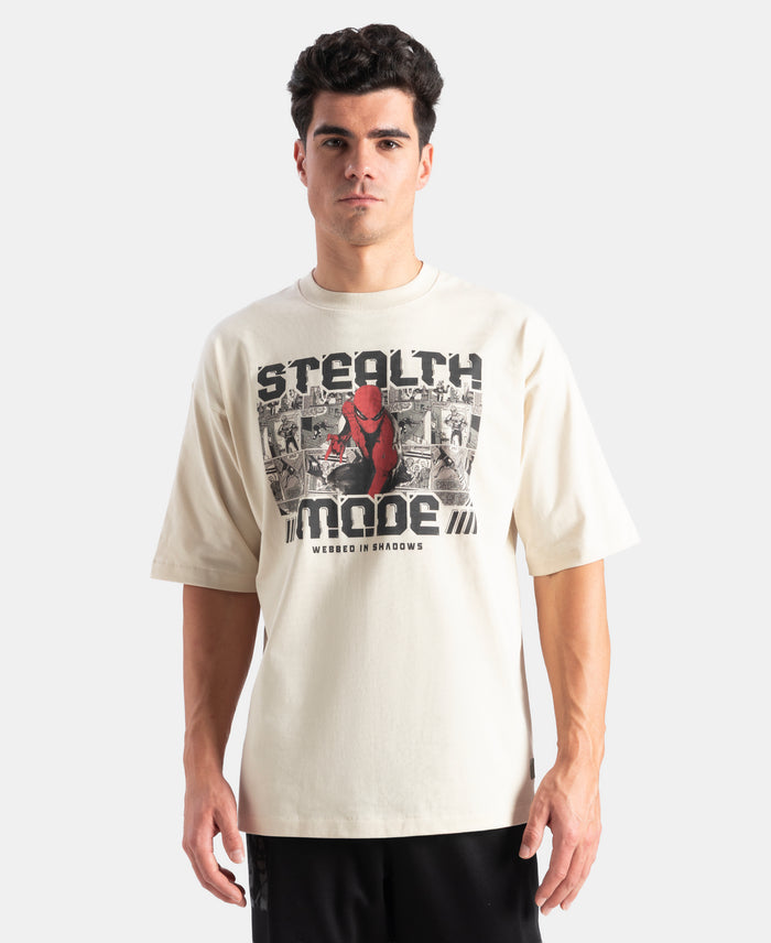 Marvel Avengers Super Combed Cotton Rich Graphic Printed Oversized T-Shirt - Almond Milk
