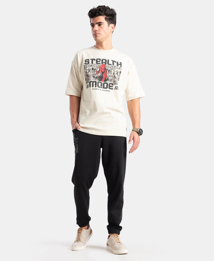 Marvel Avengers Super Combed Cotton Rich Graphic Printed Oversized T-Shirt - Almond Milk