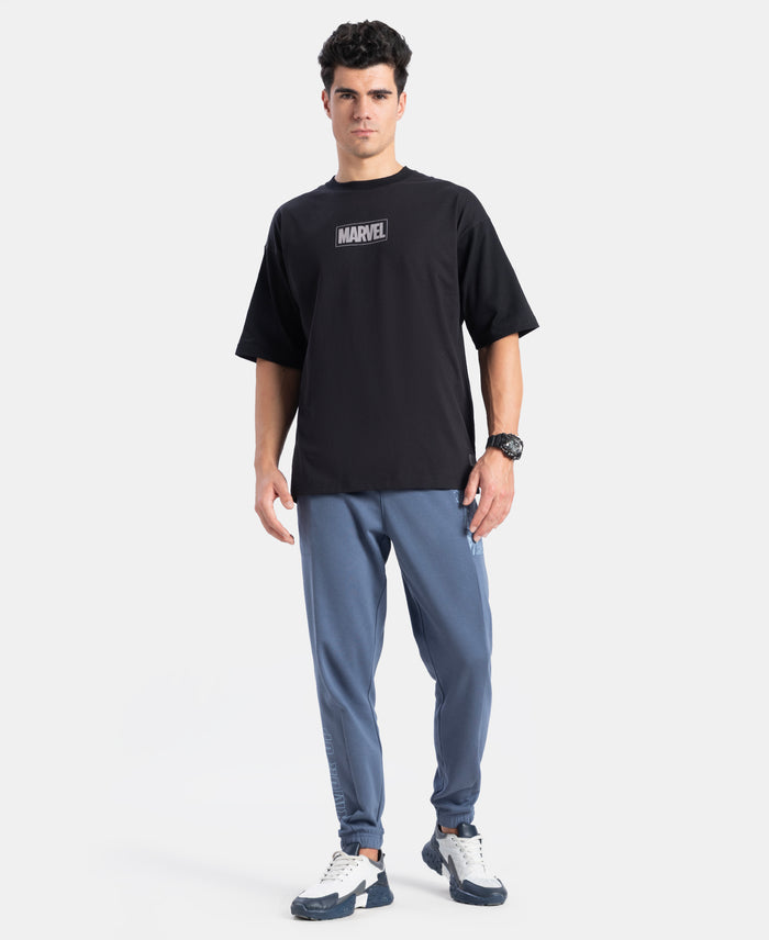 Marvel Avengers Super Combed Cotton Rich Graphic Printed Oversized T-Shirt - Black
