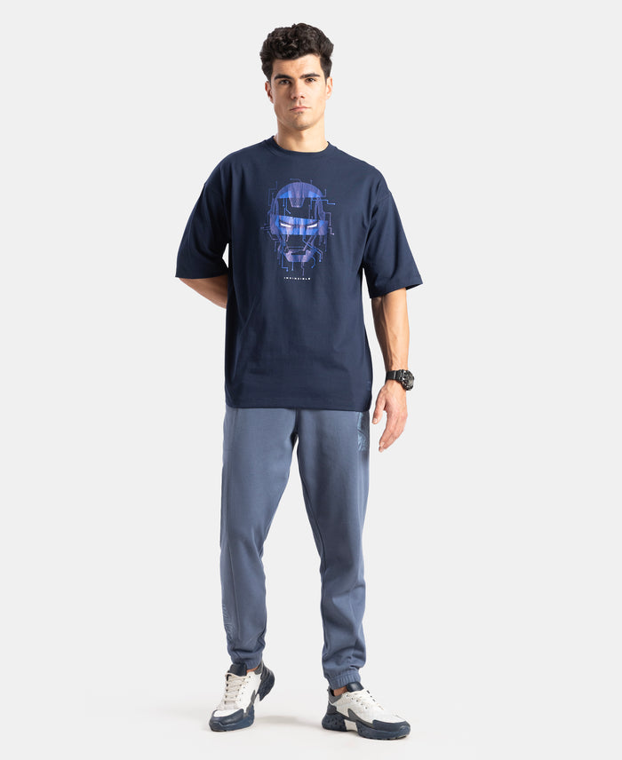 Marvel Avengers Super Combed Cotton Rich Graphic Printed Oversized T-Shirt - Navy