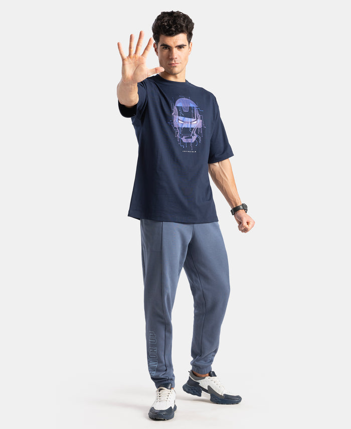 Marvel Avengers Super Combed Cotton Rich Graphic Printed Oversized T-Shirt - Navy