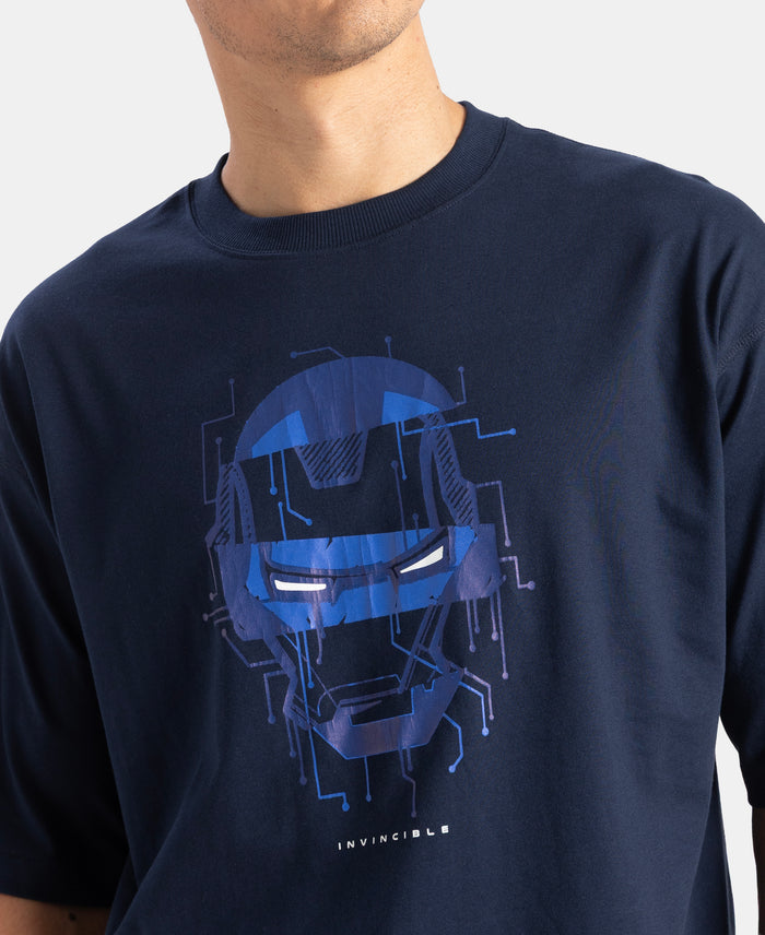 Marvel Avengers Super Combed Cotton Rich Graphic Printed Oversized T-Shirt - Navy