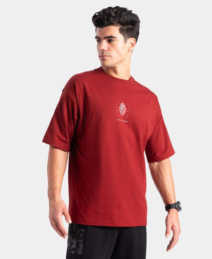 Marvel Avengers Super Combed Cotton Rich Graphic Printed Oversized T-Shirt - Sundried Tomato