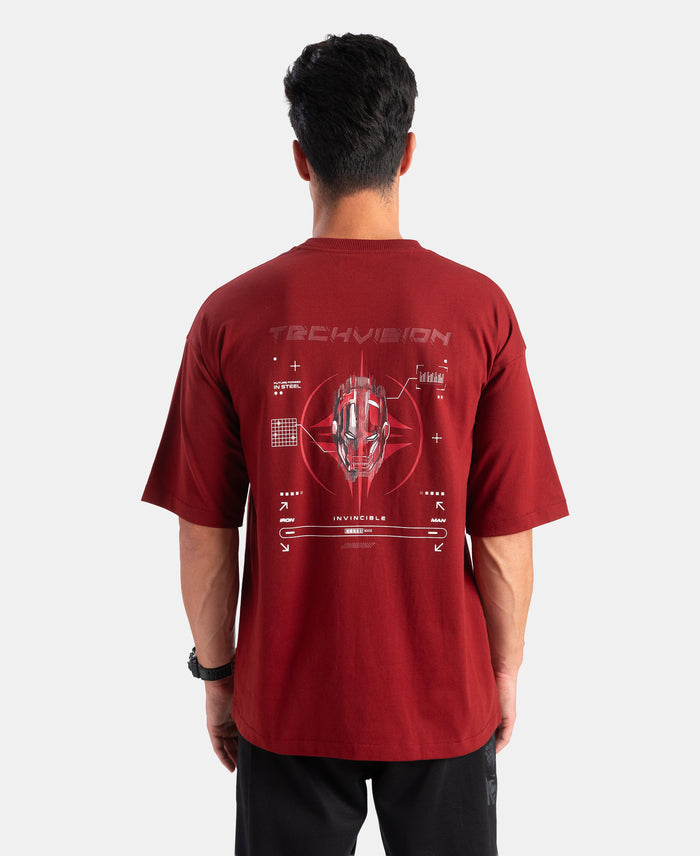 Marvel Avengers Super Combed Cotton Rich Graphic Printed Oversized T-Shirt - Sundried Tomato