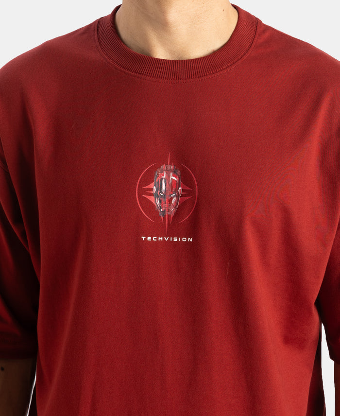 Marvel Avengers Super Combed Cotton Rich Graphic Printed Oversized T-Shirt - Sundried Tomato