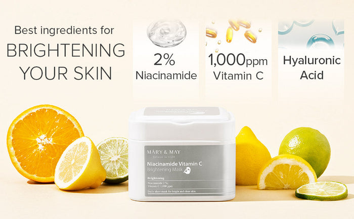 Mary & May Niacinamide Vitamin C Brightening Mask 400gm-30ea