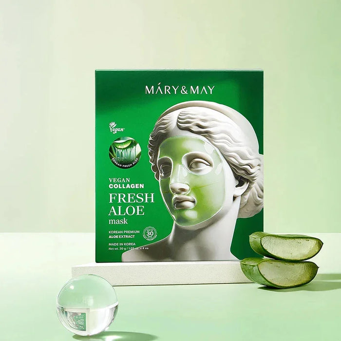 [Mary&May] Vegan Collagen Fresh Aloe Mask 30g*4EA - Ballagrio