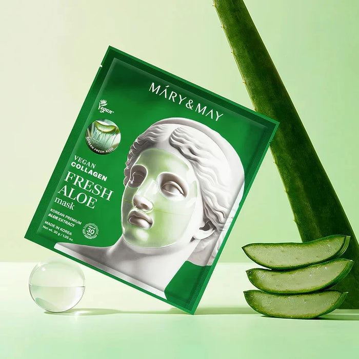 [Mary&May] Vegan Collagen Fresh Aloe Mask 30g*4EA - Ballagrio