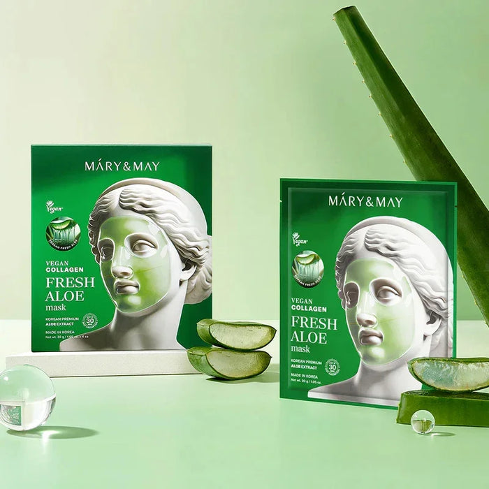 [Mary&May] Vegan Collagen Fresh Aloe Mask 30g*4EA - Ballagrio