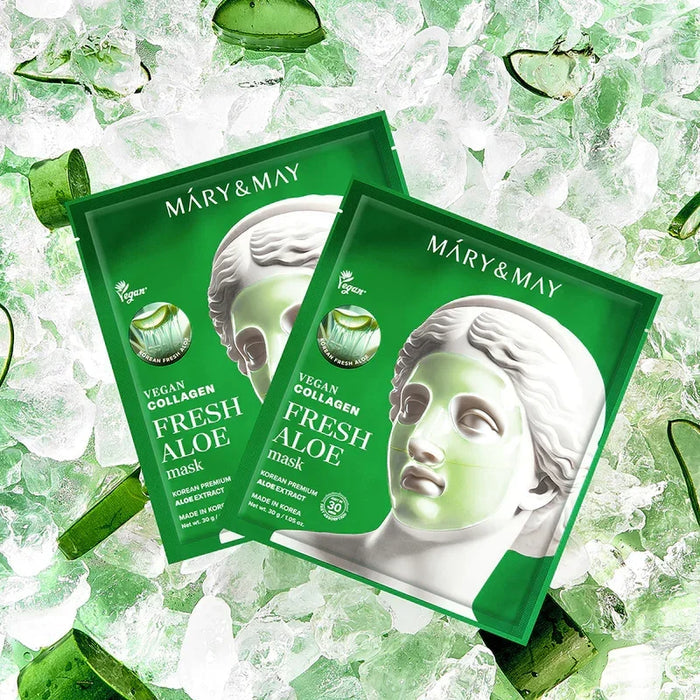 [Mary&May] Vegan Collagen Fresh Aloe Mask 30g*4EA - Ballagrio