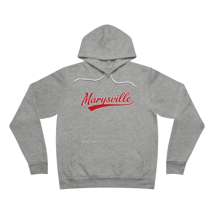 Marysville Script Hoodie — Retro Campus Pullover with Back 'M' Logo - Memento Mori Clothing