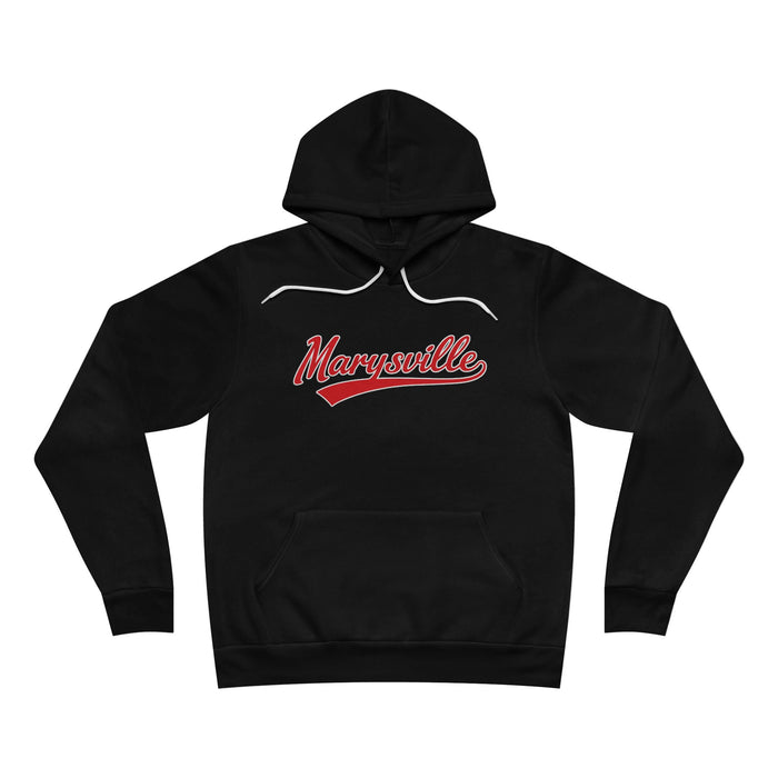 Marysville Script Hoodie — Retro Campus Pullover with Back 'M' Logo - Memento Mori Clothing