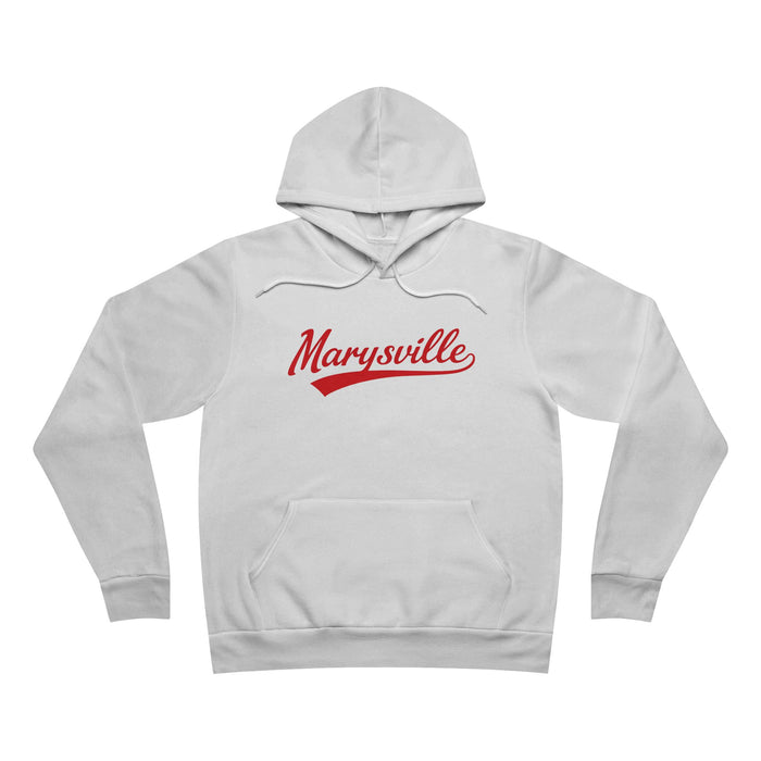Marysville Script Hoodie — Retro Campus Pullover with Back 'M' Logo - Memento Mori Clothing