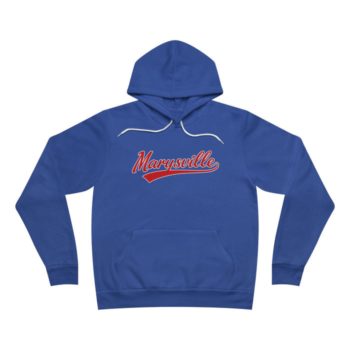 Marysville Script Hoodie — Retro Campus Pullover with Back 'M' Logo - Memento Mori Clothing