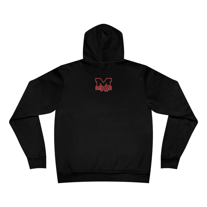 Marysville Script Hoodie — Retro Campus Pullover with Back 'M' Logo - Memento Mori Clothing
