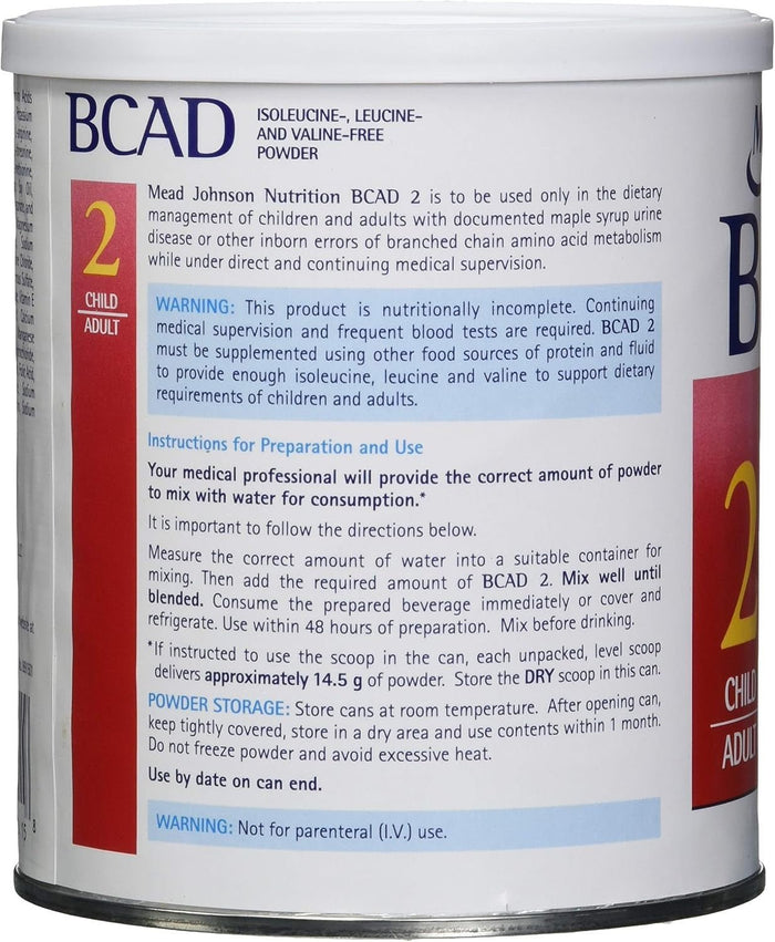 Mead Johnson BCAD 2 Medical Food Powder, Vanilla, 1 lb - 891501-Single - LL Medico