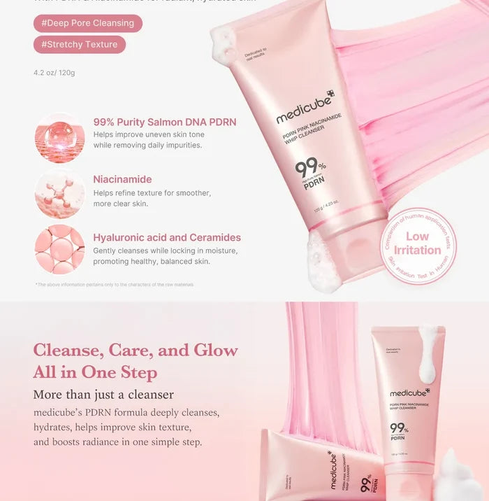 Medicube PDRN Pink Niacinamide Whip Cleanser 120g