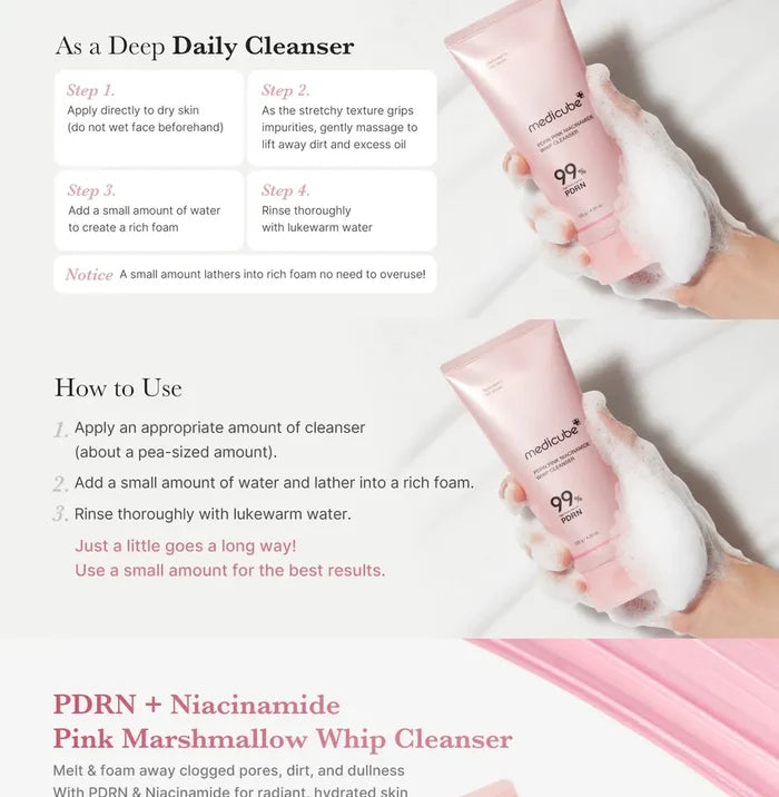 Medicube PDRN Pink Niacinamide Whip Cleanser 120g