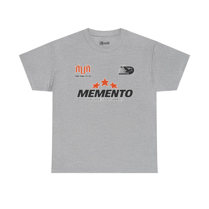 Memento Graphic Tee — Bold 3-Star Logo Cotton T-Shirt