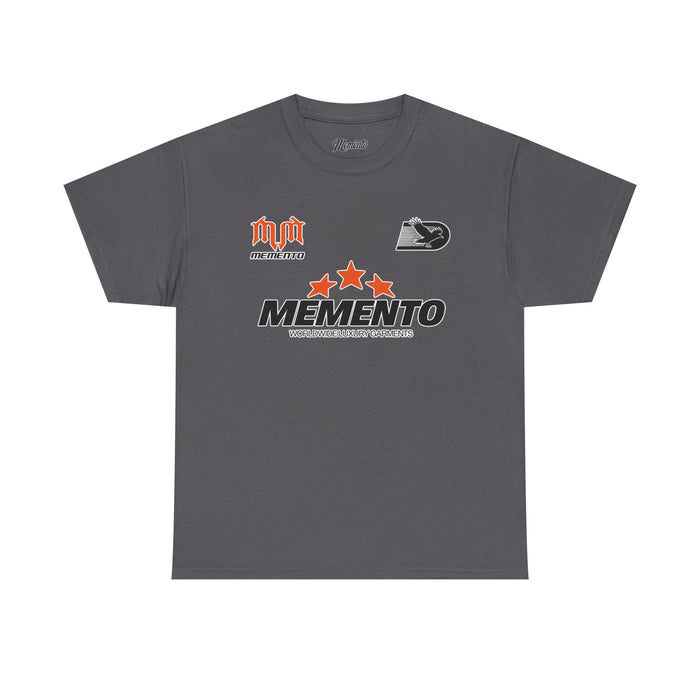 Memento Graphic Tee — Bold 3-Star Logo Cotton T-Shirt
