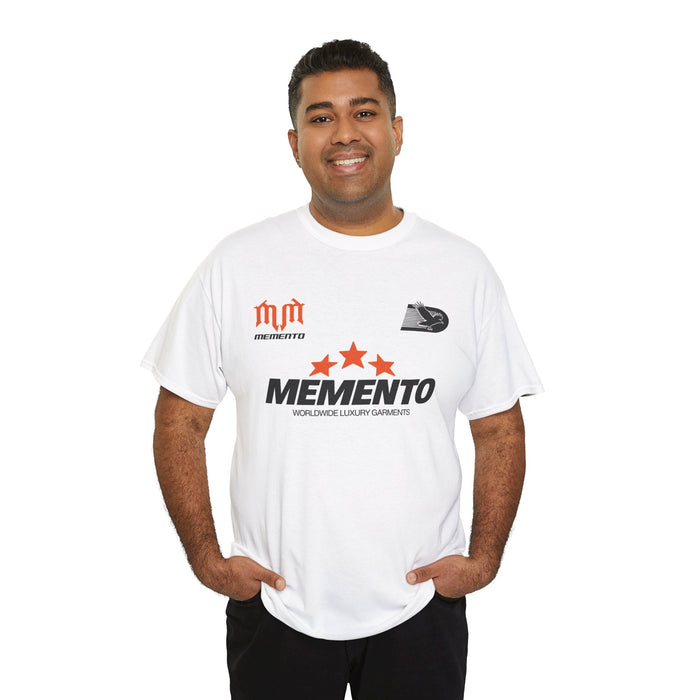 Memento Graphic Tee — Bold 3-Star Logo Cotton T-Shirt