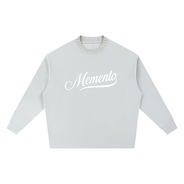 Memento (Grey/White) Knitted Neck Oversize Sweatshirt - Memento Mori Clothing