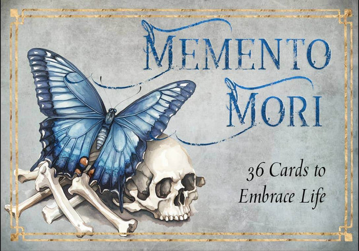 Memento Mori Cards featuring a butterfly on a skull, representing mindfulness and embracing life.