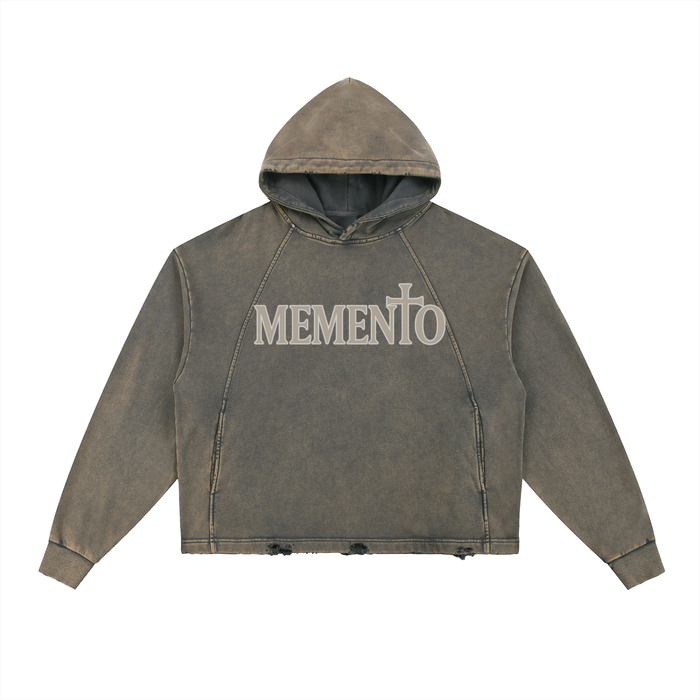 Memento Vintage Washed Frayed-Hem Hoodie - Memento Mori Clothing