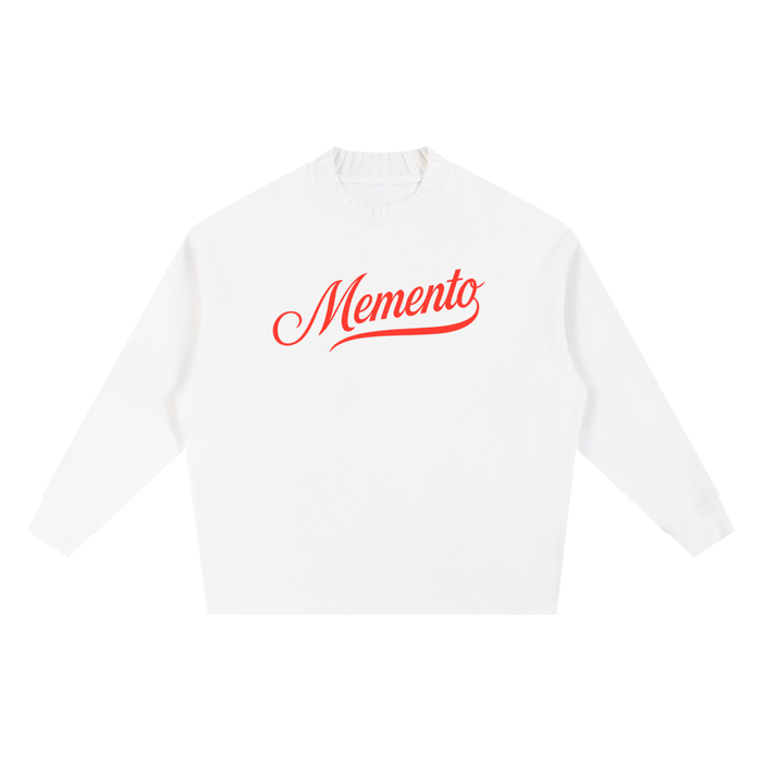 Memento (White/Red) Knitted Neck Oversize Sweatshirt - Memento Mori Clothing