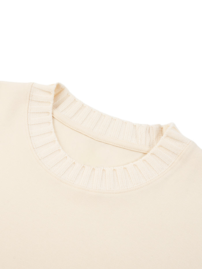 Memento (White/Red) Knitted Neck Oversize Sweatshirt - Memento Mori Clothing