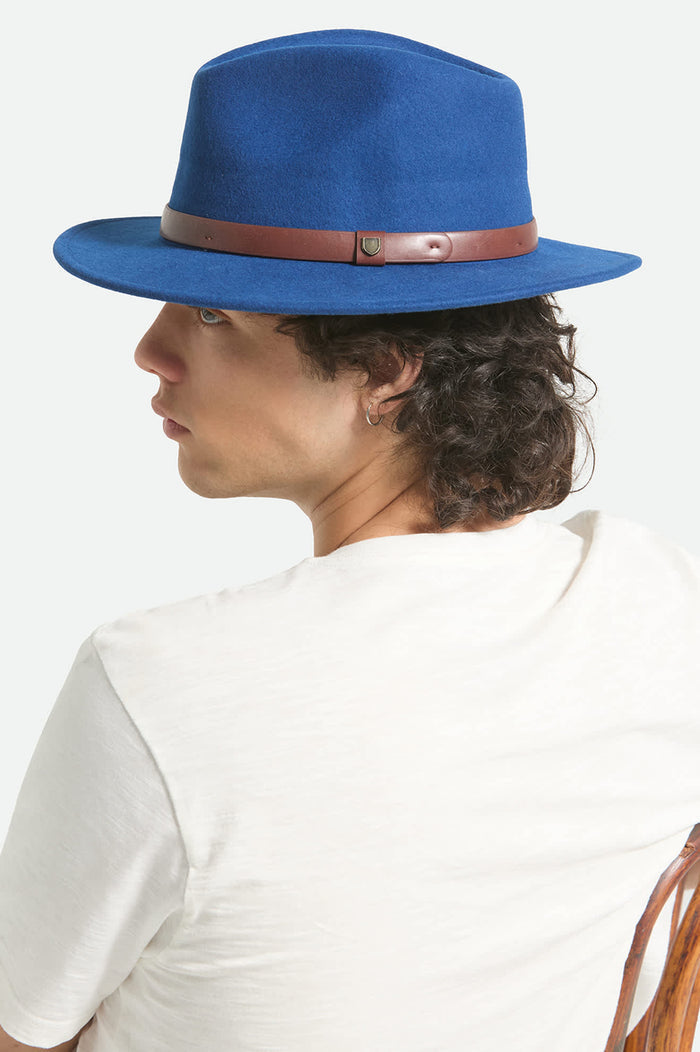 Unisex Messer Fedora in the color Midnight Blue/Pinecone - Men's Side View