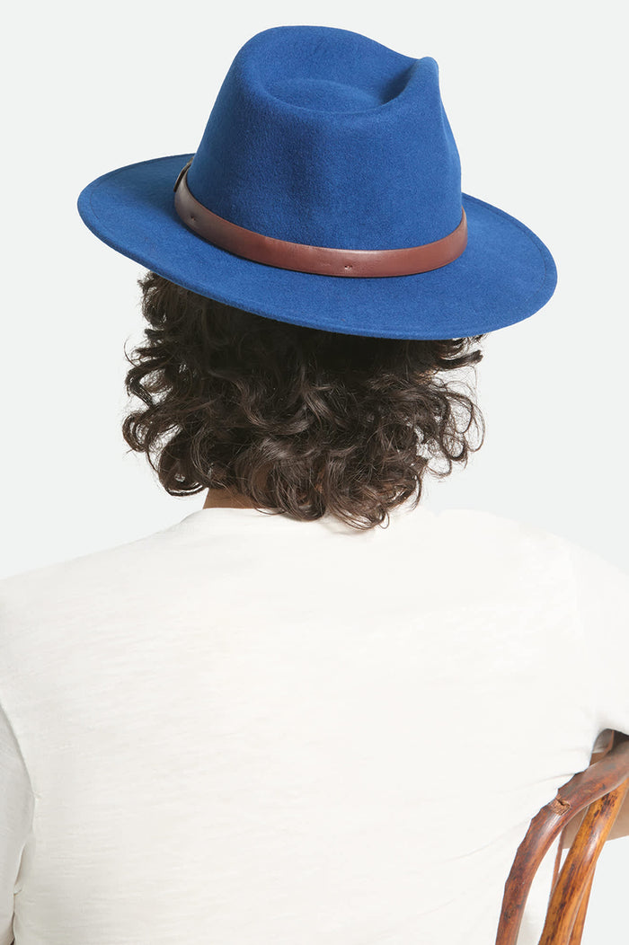 Unisex Messer Fedora in the color Midnight Blue/Pinecone - Men's Back View