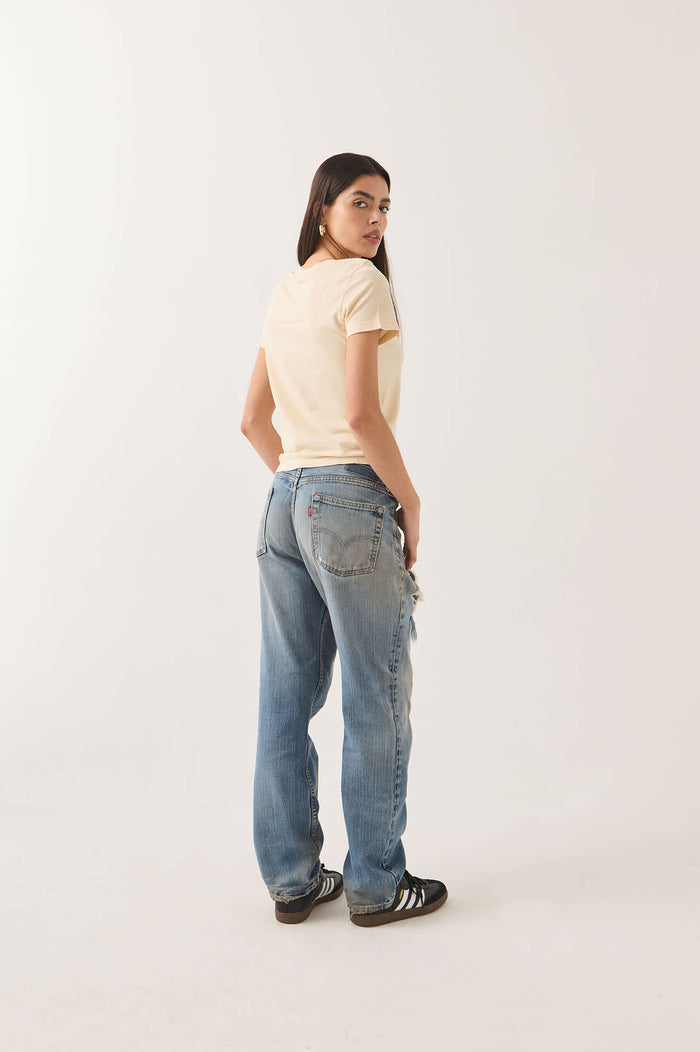 Women's Mid Century Ranch Slim Crew T-Shirt in the color Whitecap - Women's Back View