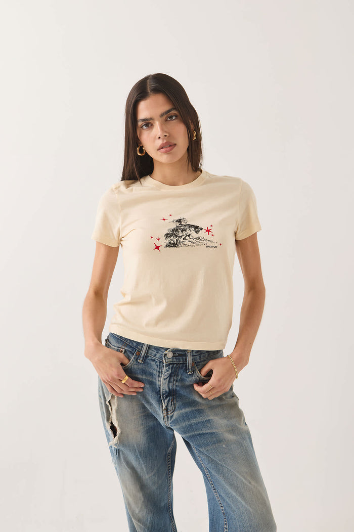 Women's Mid Century Ranch Slim Crew T-Shirt in the color Whitecap - Additional Fit image