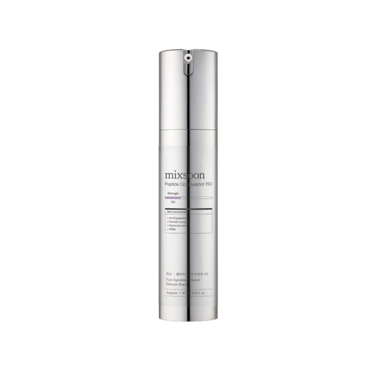 MIXSOON Peptide Cica Hyalshot 150 is a lightweight serum designed to soothe, hydrate, and improve skin firmness. Formulated with Centella Asiatica Complex, Peptides, and PDRN, it helps calm irritation while supporting a stronger, healthier skin barrier. Multiple forms of Hyaluronic Acid deliver deep hydration, while Niacinamide helps brighten and balance the complexion. The advanced Hyaluronic Coating Spirule technology enhances absorption, leaving skin smooth, plump, and refreshed. Suitable for