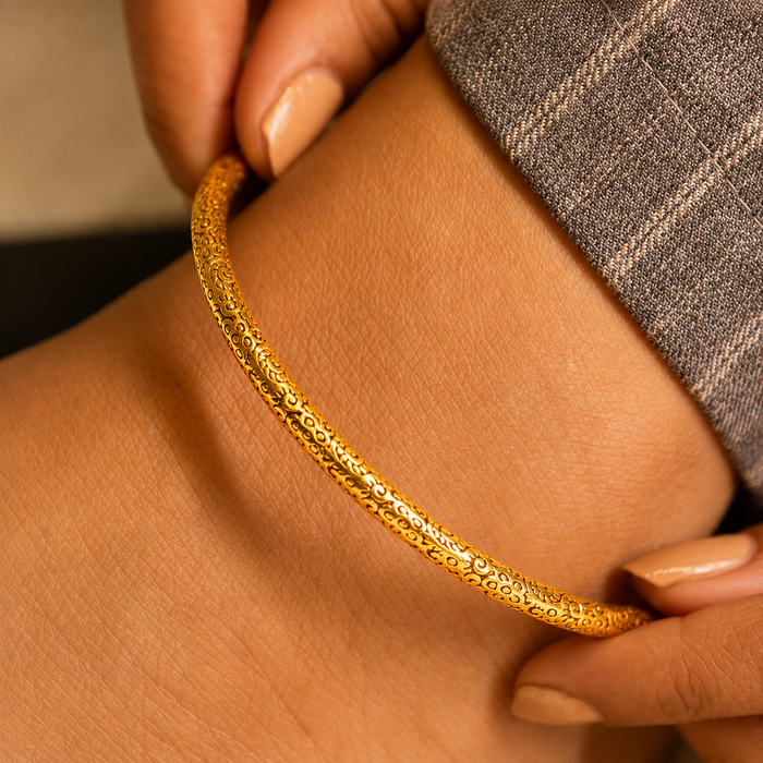 Mizoya Engraved Silver Ankle Kada