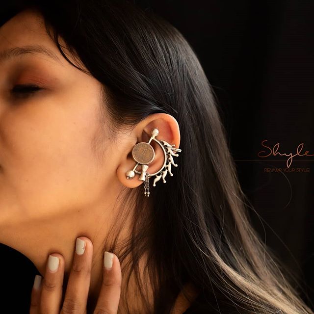 Mizoya Sikka Damru Earcuffs