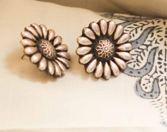Moh Embossed Flower Studs