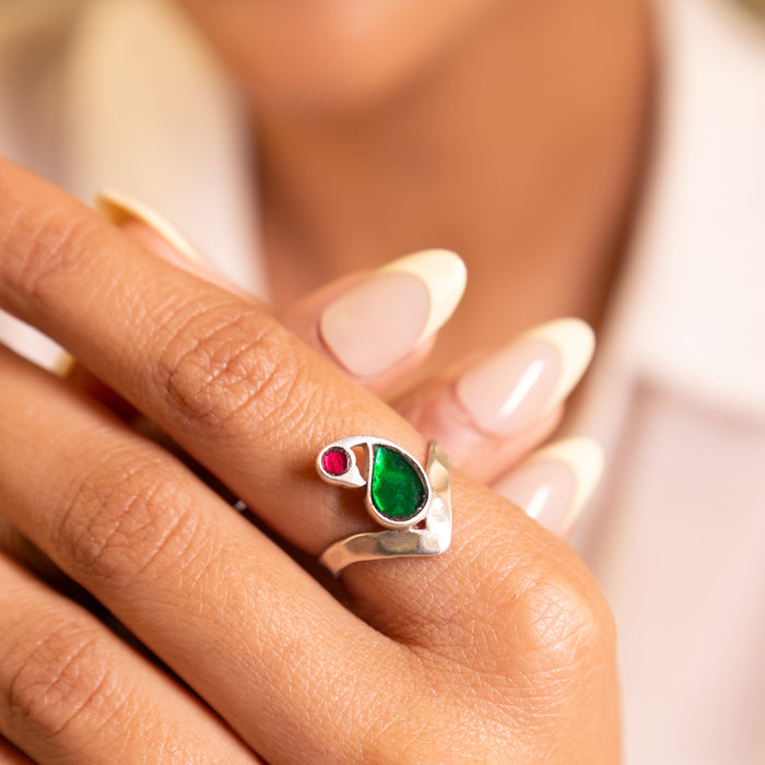 Moh Peacock Kundan Shaahi Ring