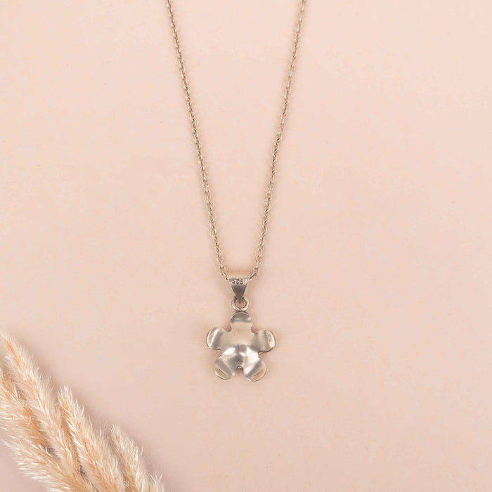 Moh Pearl Studded Flower Necklace Earring Ring Set