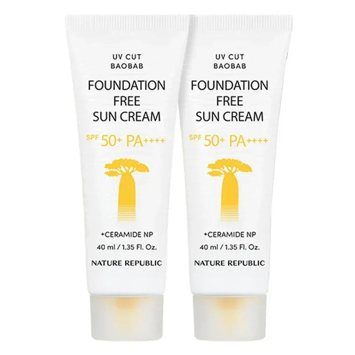 [Nature Republic] UV Cut Baobab Foundation Free Sun Cream Set SPF 50+ PA++++ 40ml*2EA - Ballagrio