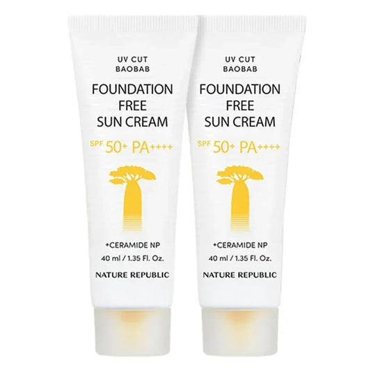 [Nature Republic] UV Cut Baobab Foundation Free Sun Cream Set SPF 50+ PA++++ 40ml*2EA - Ballagrio