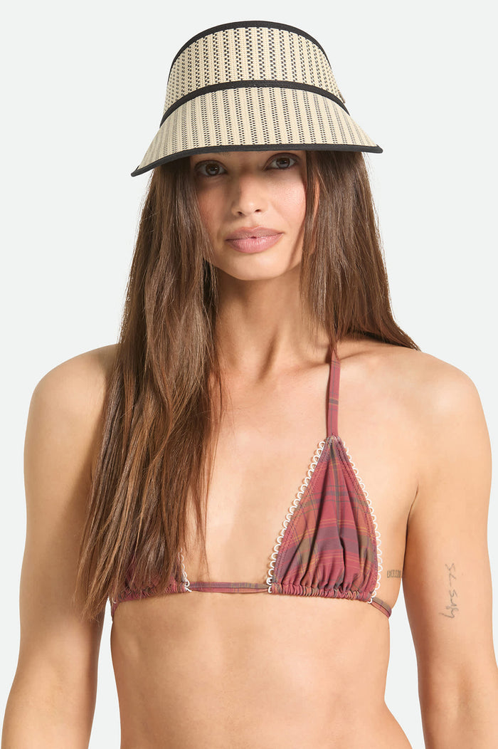Women's Newport Straw Visor in the color Black/Natural - Women's Front View